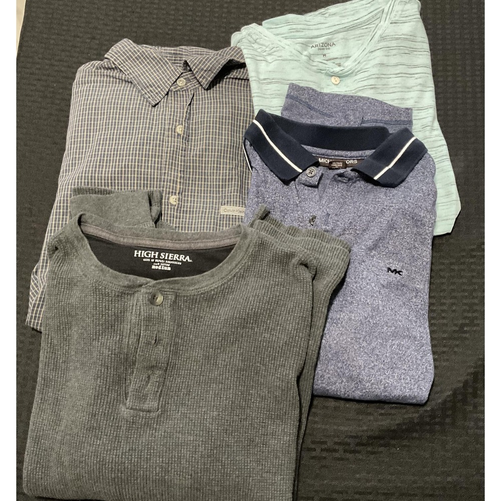Mixed Brands Shirt Lot‎ Of 4 Mens Medium Multicolor Polo Henley Casual Tops